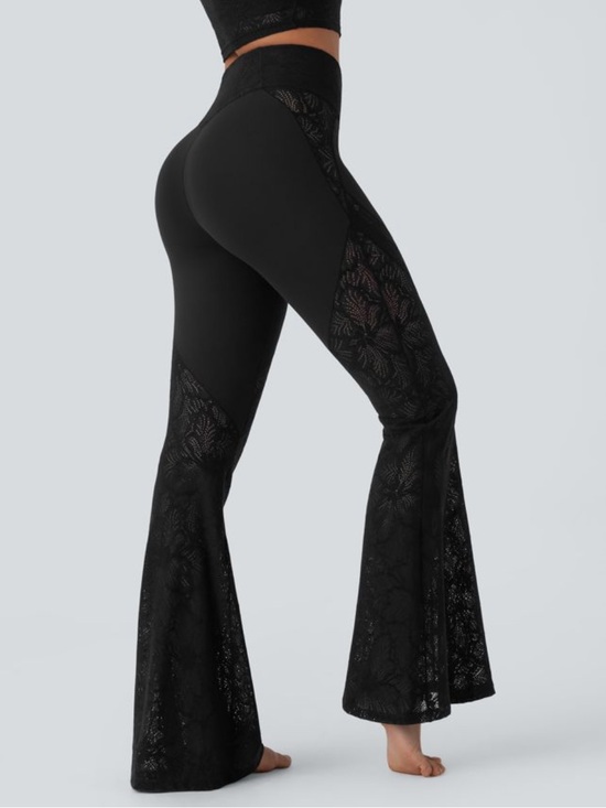 HALARA Pants - HALARA Black High-Waist Lace Flare Leggings